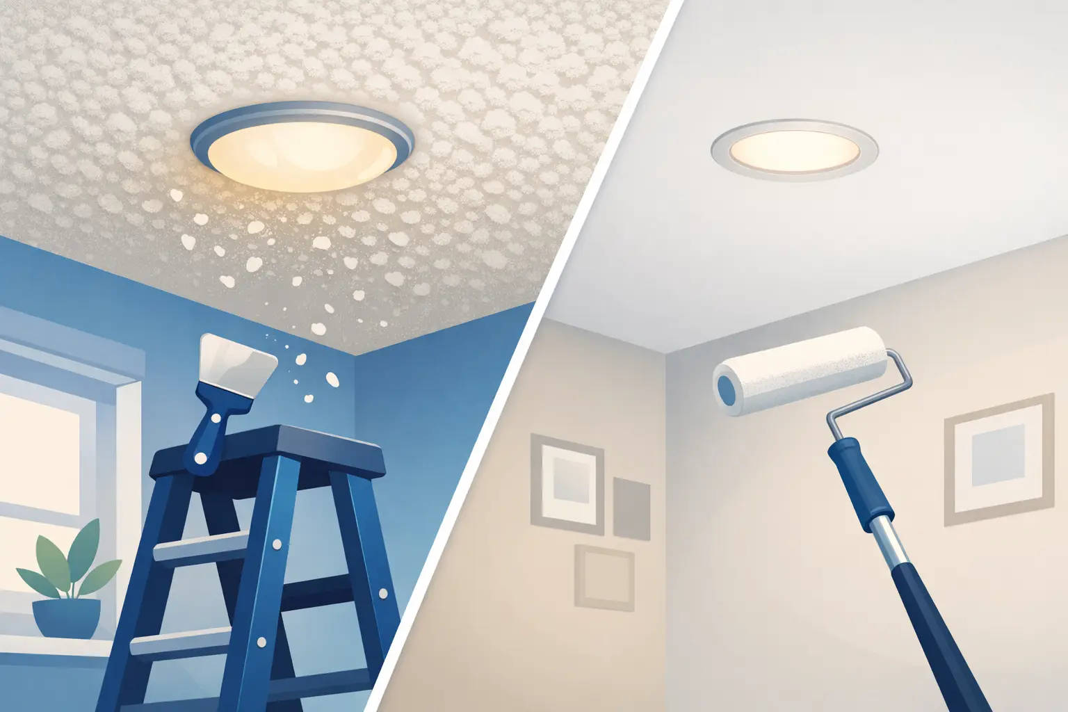 Popcorn Ceiling Versus Smooth Ceiling