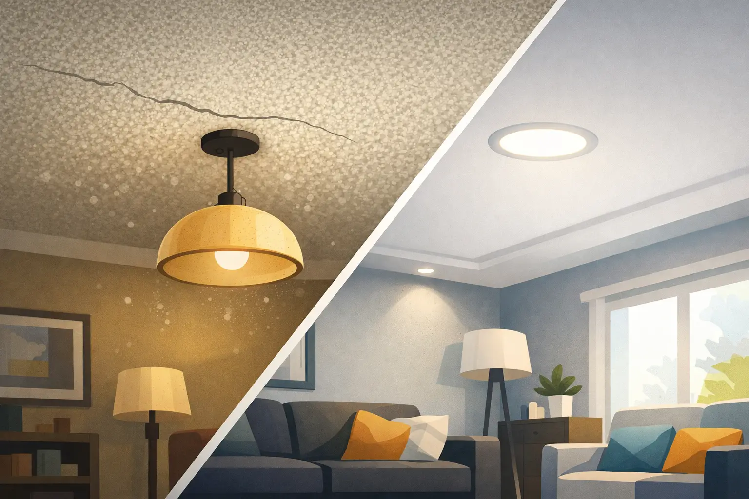 Popcorn Ceiling Makeover Before After Results